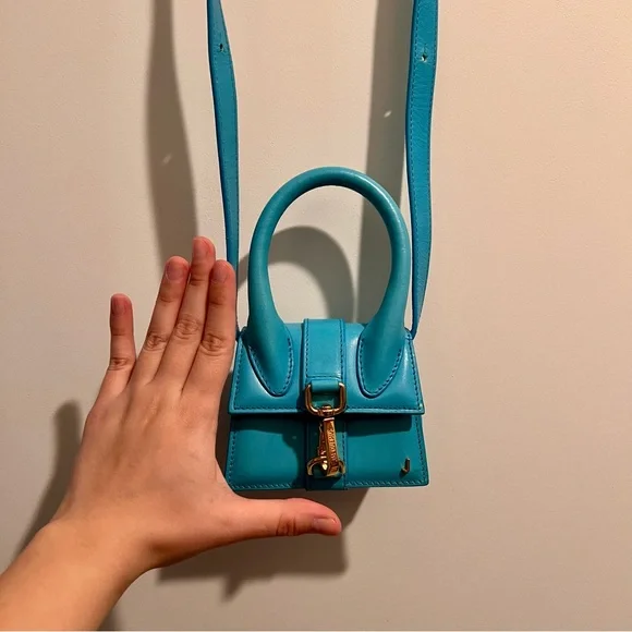 Jacquemus Le Chiquito Mini Bag Blue Leather Top Handle Crossbody - Picture 1 of 8